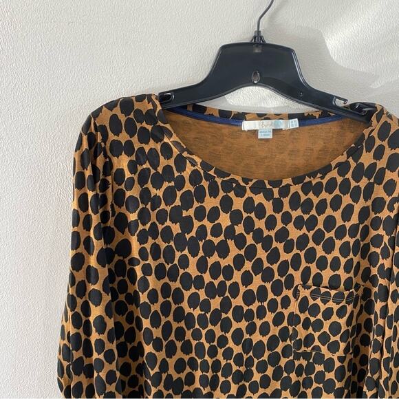 Boden Cheetah Animal Print Long Sleeve Pocket Top US 14 Brown Black Minimalist - Picture 3 of 6